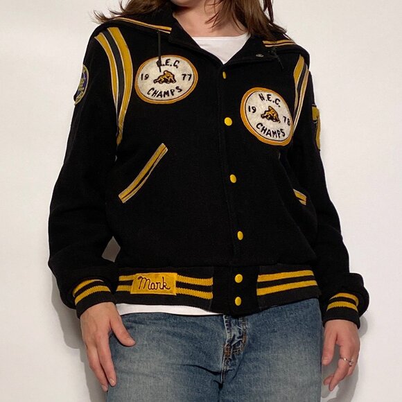 Vintage 1979 High School Varsity Jacket with NAUTICAL Sailor Hood Flap! Medium - Picture 9 of 16